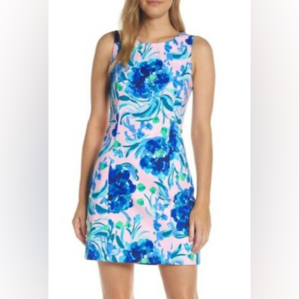 Lilly Pulitzer Sz 4 Sweet Pea Shift Dress Pink Blue Floral